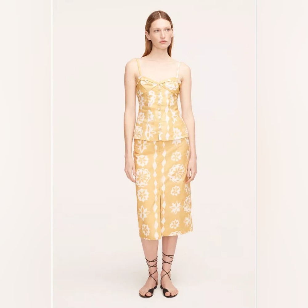 NWT, Rebecca Taylor Paper Fleur Cotton Canvas Midi Skirt - Picture 9 of 16